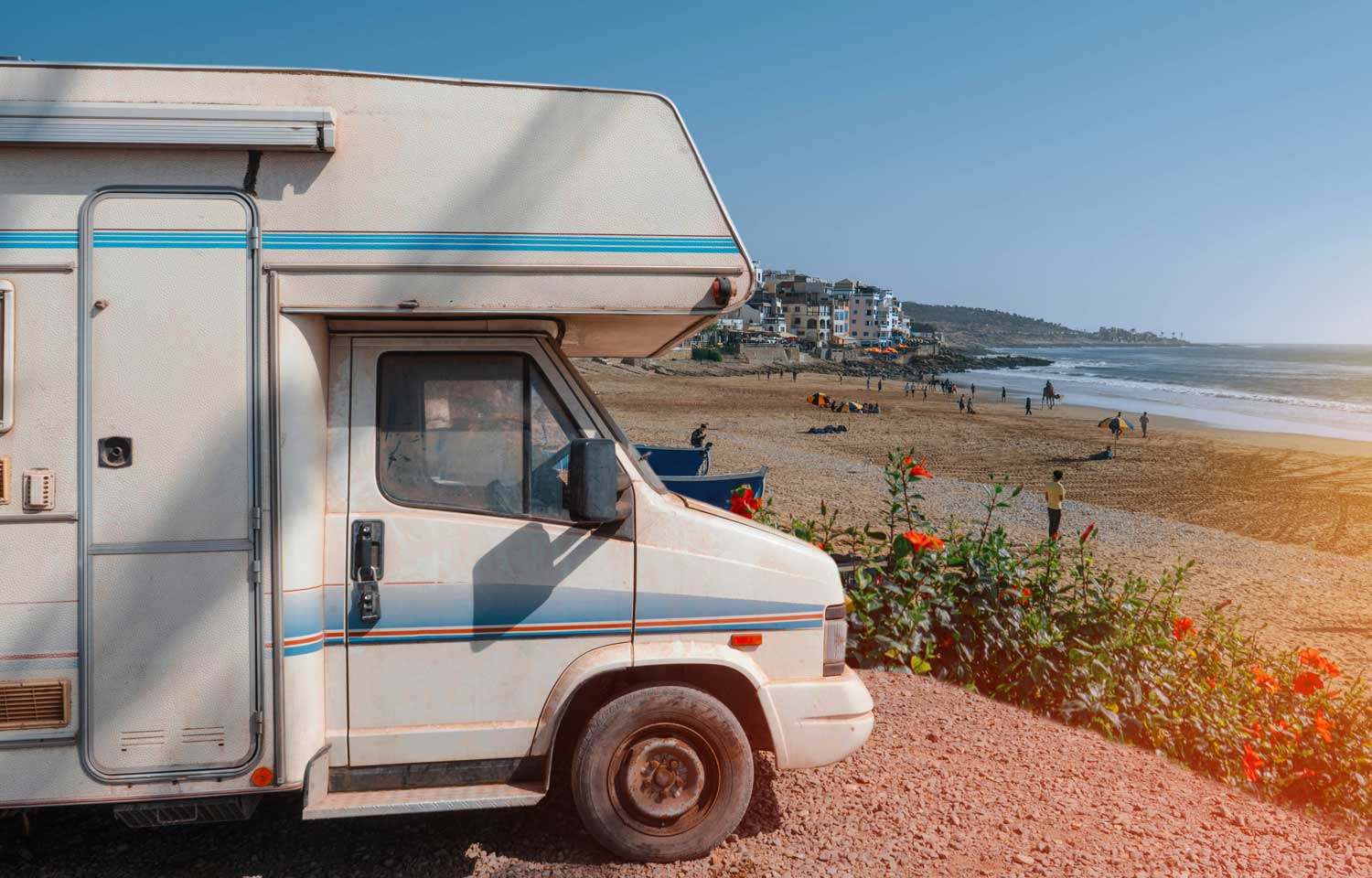 Aire de stationnement pour camping-car à Taghazout.