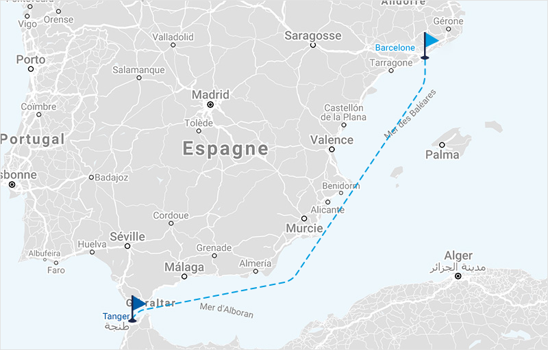 La Méridionale - Itinéraire Barcelone-Tanger Med
