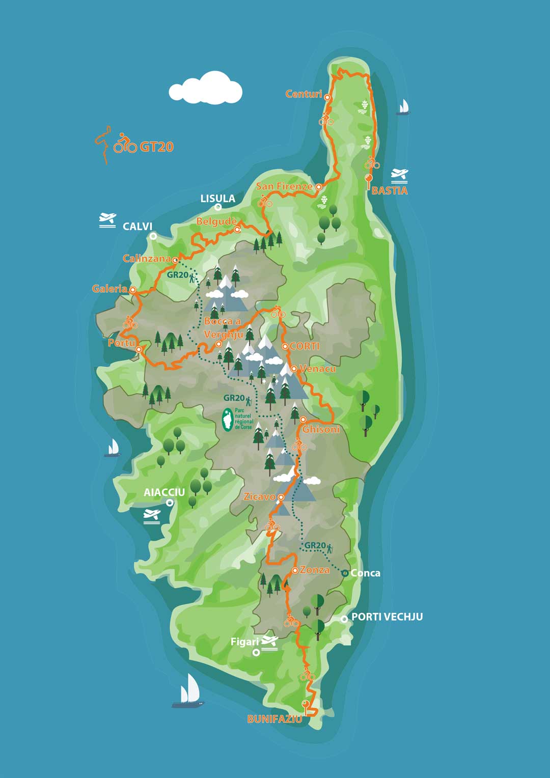 Carte du GT20 en Corse