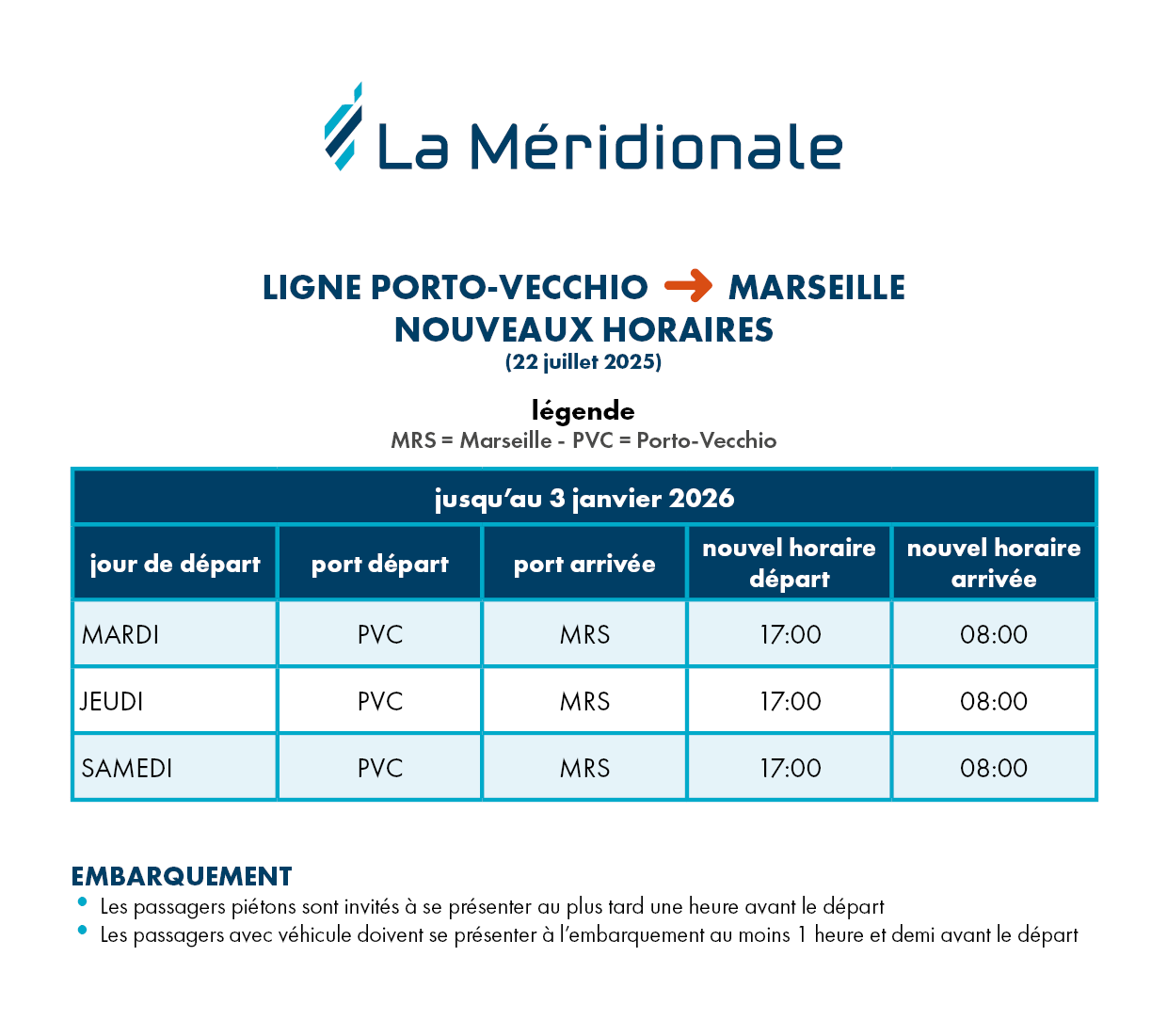 modifications horaires Porto-Vecchio