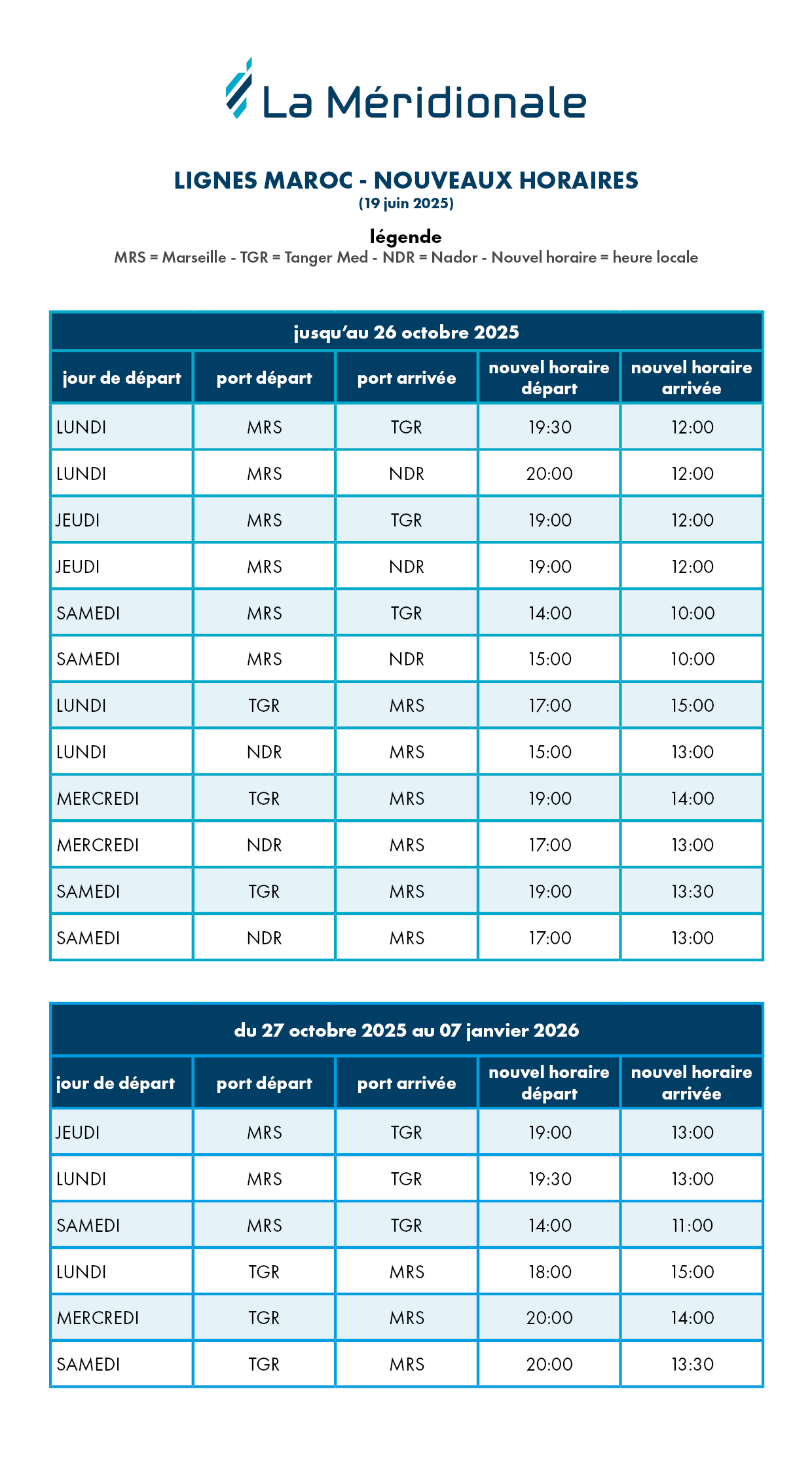 horaires maroc